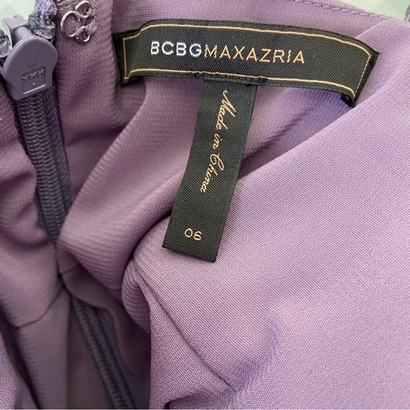 Stunning BCBGMAXAZRIA mini dress purple metallic dress silky bodycon wisteria 6 - Picture 3 of 15